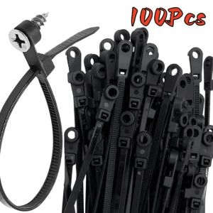 Fixed Head Nylon Cable Tie Screw Hole Round Hole Plastic Buckle Self-locking Nylon Cable Tie Bundle Fixed Cable Tie