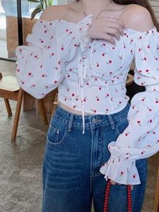 เสื้อเชิ้ตผู้หญิงไซส์ใหญ่ แขนยาว ทรงเข้ารูป เอวสั้น ปกเหลี่ยม พิมพ์ลายดอกไม้ สไตล์เกาหลี ทรงเข้ารูป เสื้อผ้าทำงาน