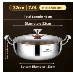 Stainless Steel Non-Stick Wok Pan Flat Bottom Double Screen Home Use Gas And Induction Cooktop Compatible 35cm Diameter