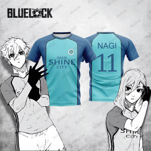 Blue Lock NAGI Man Shine City Jersey Japanese Anime Cosplay Football Uniform Summer Sports Men’s Tshirt Casual Kids/Adult Tops