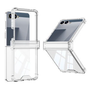 szhaiyu | For Samsung Galaxy Z Flip 8 Z Flip 7 Transparent Shockproof Case With Hinged Protection Bumper Armor Folding Back Clear Cover