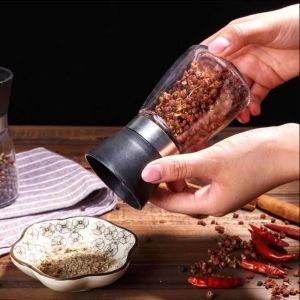 BnB Mall Stainless Steel Glass Manual Pepper Grinder - Kitchen Accessory KT-PEP/PRS - Innovative Dispensing with Adjustable Size Control