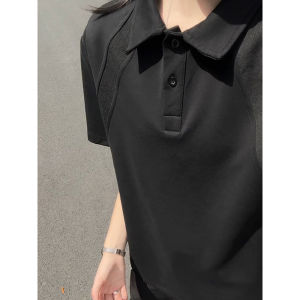 Áo Thun Polo Tay Ngắn American Heavyweight Dành Cho Nam Mùa Hè Cổ Polo Boxy Ghép Nối Tay Lửng Màu Xám Tay Áo Thường Xuyên Cotton Polyester