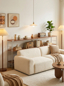 AMU·PIGGY | Vintage Style Wooden Shelving Unit Narrow Table