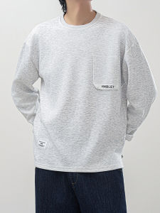 เสื้อสเวตเตอร์คอกลมแขนยาวทรงหลวมสไตล์อเมริกันย้อนยุคสำหรับผู้ชาย ฤดูใบไม้ผลิและฤดูใบไม้ร่วง เสื้อชั้นในลำลอง