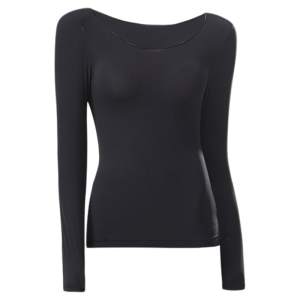 miiow | Ultra-Thin Warmth Underwear Set For Women MiiOW Cat Person Invisible Seamless Base Layer Shirt Long Sleeve Round Neck Pure Color
