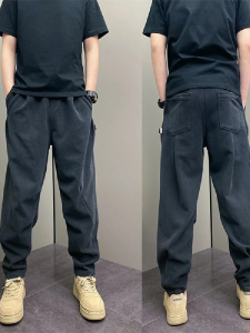 plus Size Mens Casual Straight Leg Pants Loose Fit Harlan Trousers American Retro Style Couple Matching Autumn Winter Wear