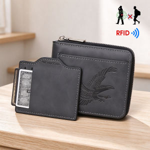 VOCOAL Mens Short Wallet RFID Soft PU Short Wallet Detachable Card Holder Wallet Large Capacity Purse Multi-Card Position ID Credit Cards Holders Coin Pouch PU Leather Zippered Bag Business Wallets