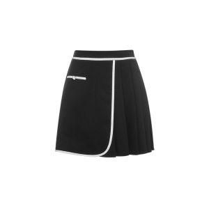 Asymmetric Plaid Pleated Mini Skirt