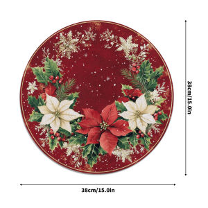 VIKAMA 4/6/8/10PCS Christmas Snowflake Table Mat Round Wreath Machine Washable Kitchen Dining Table Mat Holiday Decoration