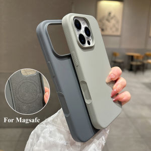 Liquid Silicone Magnetic Case With Camera Button Sticker For iPhone 16 Pro Max Plus For Magsafe Wireless Charging Bumper Cover