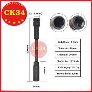 Đầu Tuýp 8 10 dài 20cm chân bulong 1/2 thép CRV