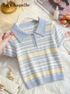 La Chapelle | Colorblock Stripes Short Sleeve Polo Knit Shirt Slim Fit