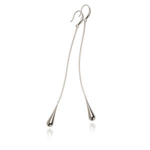 Long Tassel Waterdroplet Teardrop Hook Silver Earrings • 316L Stainless Titanium Steel Waterproof Non-Tarnish Hypoallergenic Fashion Post Stick Earbud Earring For Women Men ER394