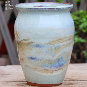 Retro Clay Pot Flower Pots Thick Ceramics Straight Tube Succulent Plant Pots Jade Drop Triangle Mermaid Nine-Tailed Fox Green Plant Pots