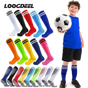 Loogdeel 1 Pair Soccer Socks Stripe Knee High Softball Baseball Team Sports Socks Breathable Football Socks for Kids Adult