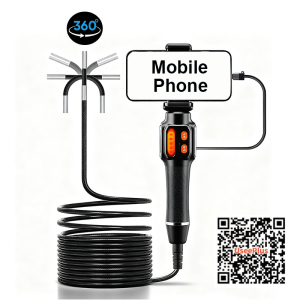 360 Degree Rotation Endoscope Camera 6mm Lens HD Articulated Inspection Borescope Camera IP67 for Automotive Car IOS Android