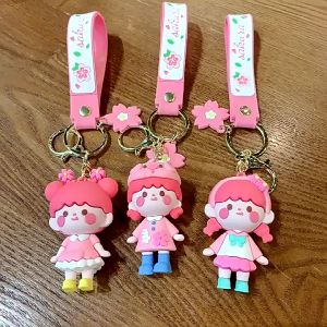 SIGVARD - Gantungan Kunci Motor Mobil Pintu Rumah Tas Lucu Unik Boneka Wanita Sakura Merah KEY15