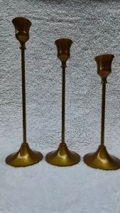 Tempat Lilin Logam set isi 3 pcs warna kuning tembaga AL-01MK dekorasi meja