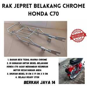 RAK BELAKANG JEPRET LURUS MOTOR HONDA C70 CHROME BEHEL JEPIT BEGEL HARGA MURAH BERKUALITAS BAHAN BESI TEBAL