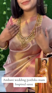 Ready Stock Ambani Wedding Jyothika Inspired Gold Tissue Katan With Zari Weaving South Indian Designer Saree Attached Blouse