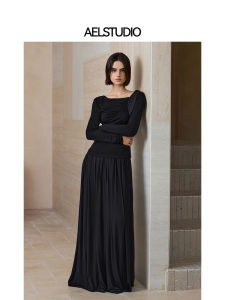 AEL Original French Style Rich Girl Set Dress Elegant High-End Goddess Two-Piece Suit Polyester Long Sleeve Winter Fashion