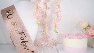 60th Birthday Sash and Tiara Rose Gold Tiara 60th Birthday Gifts for Women 60th Birthday Decorations for Women Happy 60th Birthday Decorations