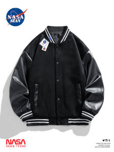 Wassup Panda Mens Suede Baseball Jacket Loose Fit Spring Autumn Style Trendy Brand Versatile Cool Looking Outerwear Coat