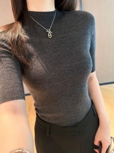 HUOLISI | Autumn New Style Elegant Half-high Collar 5/8 Sleeve Knit Top