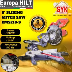 SYK Europa Hilt 8 Inch EMS210-S Sliding Miter Saw Machine Cutting Saw Mesin Potong Kayu Besi Mesin Gergaji
