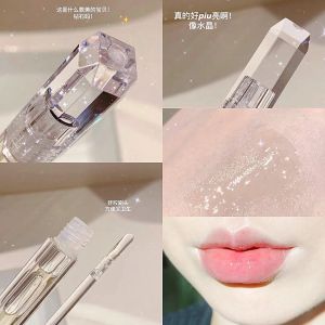 Long-Lasting Moisturizing Tea Flower Lip Oil Transparent Glass Mirror Finish Lip Glaze Hydrating Lip Gloss for Any Skin Type