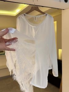 Áo Sơ Mi Ren Pháp Thanh Lịch Mùa Hè Màu Trắng Tinh Khiết Cho Nữ Áo Che Nắng Mỏng Tay Ngắn Dáng Rộng Dài Thường