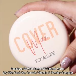 FOCALLURE FA155 Perfect Cover Oil Control Matte Powder Two Way Cake Perfect Cover Powder & Compact Face Powder