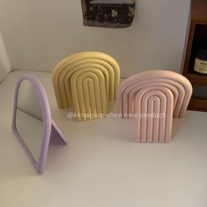 Kknar Asymmetrical Desktop Cosmetic Mirror Ins Minimalist Fancy Decorative Mirror HD Mirror Shaped Folding Mirror Female