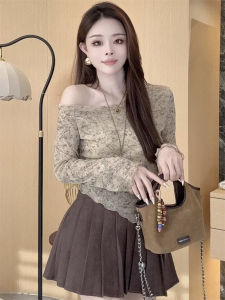 Áo Len Dệt Kim Dài Tay Ôm Vừa Vặn Họa Tiết Hoa Cổ Chữ V Tay Dài Đầu Thu Mới Về Chất Liệu Polyester Phong Cách Hàn Quốc