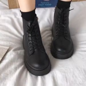 Giày bốt nữ đế dày có khóa kéo bên hông giày bốt nữ kiểu dáng ngắn thời trang phong cách Hàn Quốc mềm mại và thoải mái