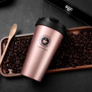Cốc Giữ Nhiệt Du Lịch Bằng Thép Không Gỉ Hai Lớp 500ml Chống Rò Rỉ Có Nắp Và Tay Cầm Dùng Được Cho Đồ Uống Nóng Và Lạnh