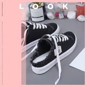 รองเท้าผ้า LHSunday พร้อมจัดส่ง รูปแบบพื้นนิ่ม ส้นแบน สำหรับคุณหญิง ผู้ที่แฟชั่นการแต่งกายที่ไม่พลาดอย่างยิ่ง