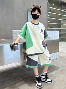 Boys Summer Outfit 2025 New Casual Sports Short Sleeve Clothes Stylish And Cool Childrens Clothing Set for Boys Breathable And Comfortable