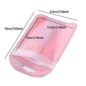 Bộ 50 Làm Dày Có Thể Thu Hồi Lại Được Túi Ziplock Toàn Phương Laser Màu Túi Nhựa Trang Sức Màn Hình Bao Bì Và Bảo Quản