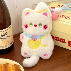 1/2 ชิ้นน่ารักตุ๊กตาลูกแมวบีบจี้การ์ตูนแมวตุ๊กตาจี้กระเป๋าเป้สะพายหลังตกแต่งจี้