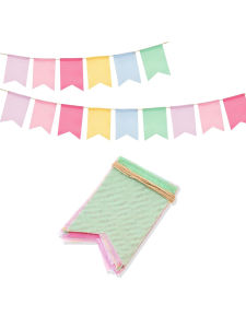 ธงผ้าลินินสี - แบนเนอร์ริบบิ้นลายพราง ของตกแต่งวันเกิด/งานปาร์ตี้/คริสต์มาส/ฮาโลวีน/วันแห่งนักบุญทั้งหลาย ห้องเรียนในโรงเรียน