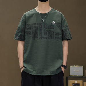 Cotton Linen Ice Silk Short Sleeve T-Shirt Mens Summer round Neck Loose Fit Teenager Stylish Versatile Casual Half Sleeve