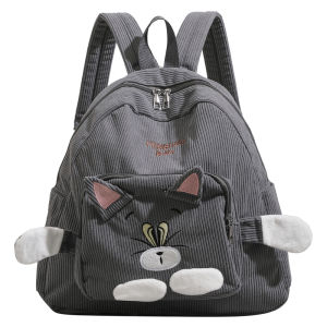 URCDN RDALVO | Cute Cat Pattern Velvet Backpack for Women and Students Lightweight