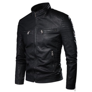 FUGUINIAO New Classic Korean Fahionable Mens Leather Jacket
