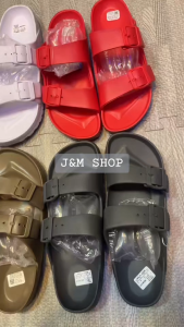 Trend Two Strap BK Slide Sandals with Buckle Straps in Black Beige Red White and Brown For Men