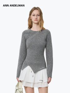 ANN ANDELMAN | Spring New Design Batwing Sleeve Irregular Hem Diamond Pattern Knit Sweater