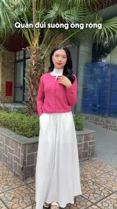 Quần dài nữ thiết kế quần giả váy chất liệu đũi (lanh) lụa thoáng mát mềm mịn thiết kế basic dễ phối đồ mã MEQ0545