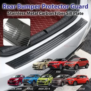 Rear Bumper Metal Carbon Protector PROTON X70 Stainless Steel Sill Step Plate Sticker Pelindung Ambang Belakang