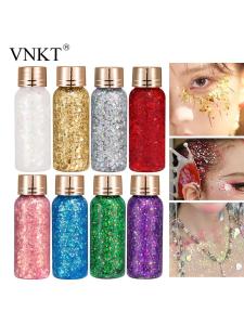VNKT Liquid Glitter Eyeshadow Gel Sparkling Performance Stage Makeup Ultra-Shiny Eye Shadow Single Color Shiny Eye Makeup